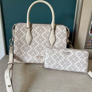 Kate Spade Floral White and Gray Satchel Set